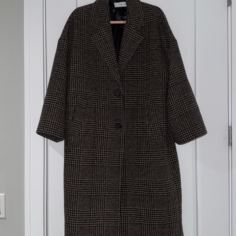 Mango Black and Brown Check Coat